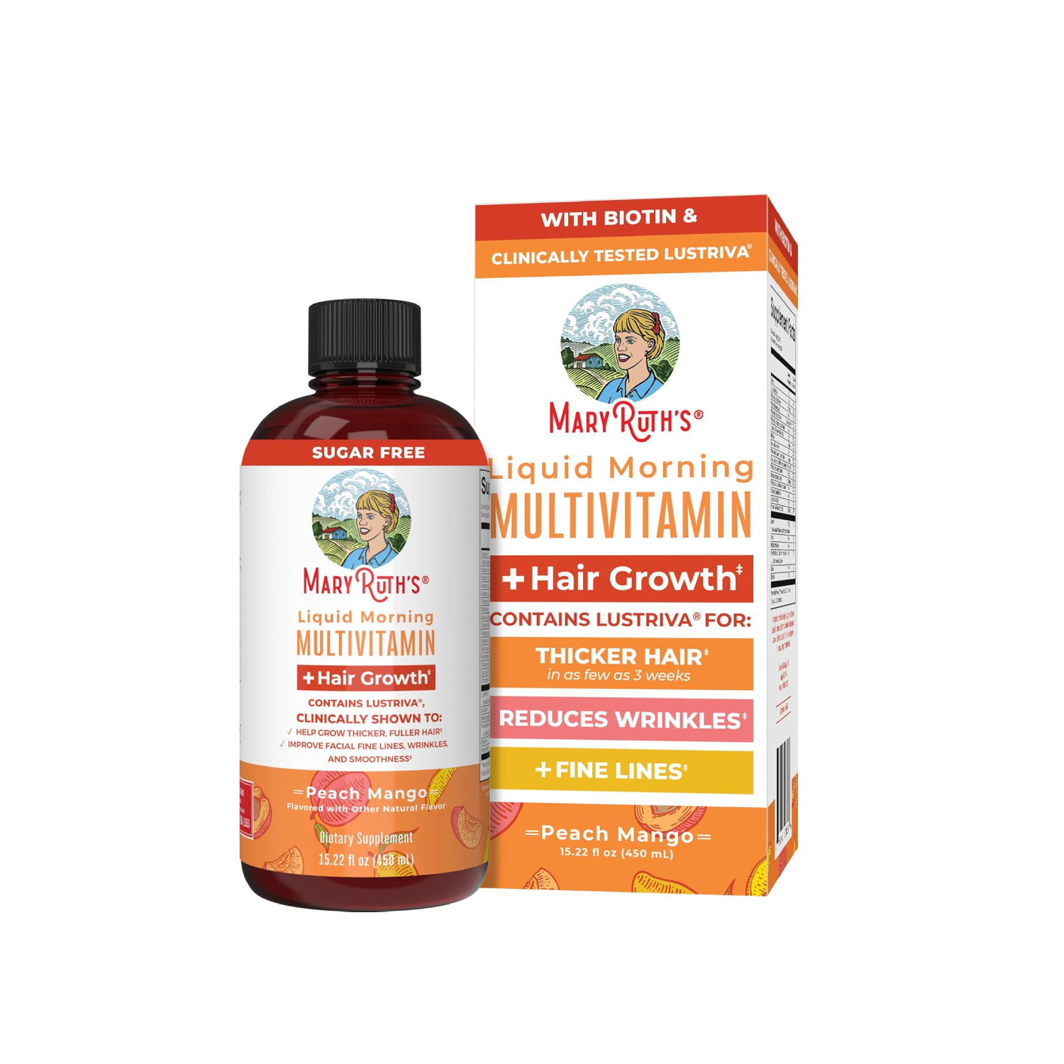 MaryRuth Organics Liquid Multivitamin + Hair Growth | Biotin 10000mcg | 18+ | 15.22 Fl Oz