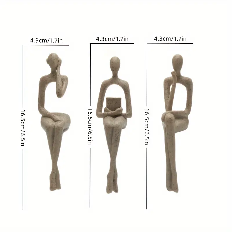 3pcs Modern Abstract Figurine Set - Resin Sculptures for Living Room Decor - Image 2