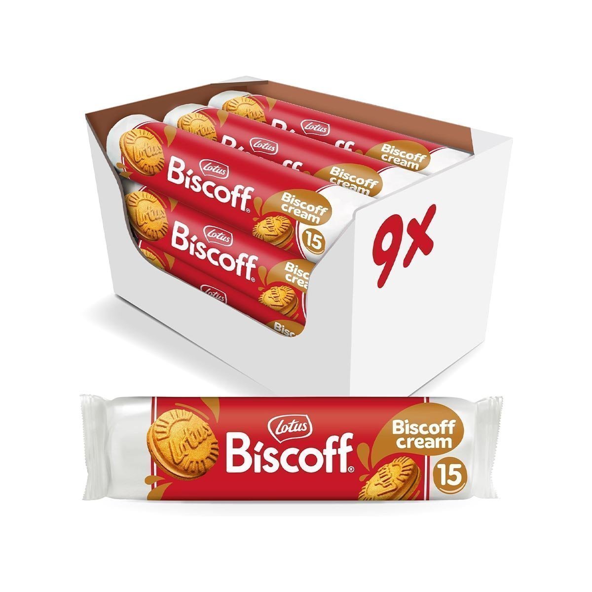 Biscoff - Sandwich Biscuits With Biscoff Cream Filling - 15 Sandwich Biscuits Per Pack - Ingredients from natural origin - Vegan - No colours or added flavours - 9x150g - 1,35kg