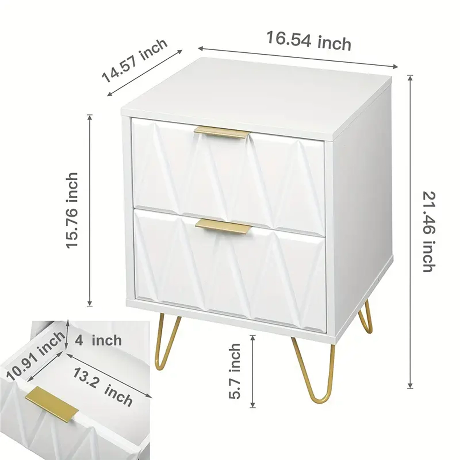 Modern White Bedside Table, Suitable For Enhancing The Beauty Of The Living Room Or Bedroom - Image 2