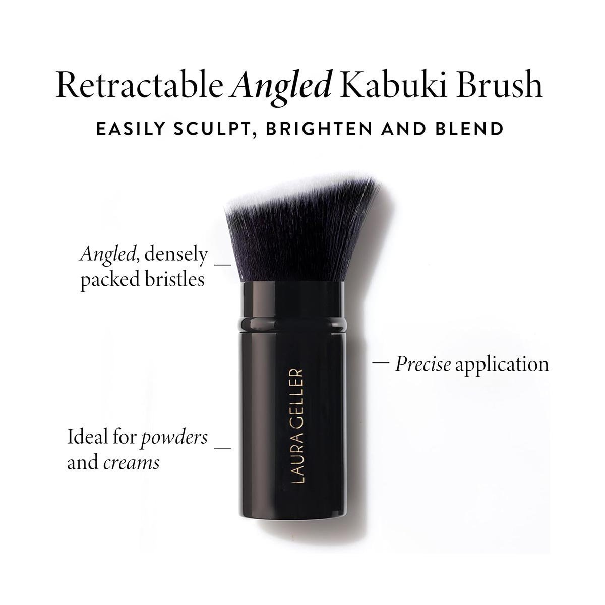 LAURA GELLER NEW YORK Retractable Black Kabuki Brush for Liquid, Cream and Powder Face Makeup With Aluminum Handle - Image 2