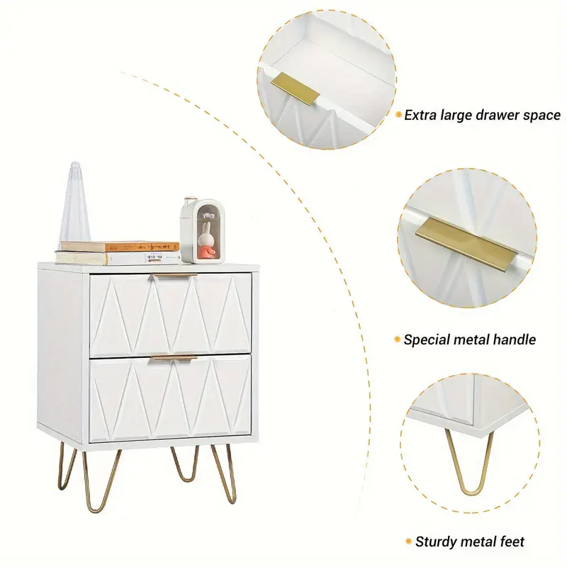 Modern White Bedside Table, Suitable For Enhancing The Beauty Of The Living Room Or Bedroom - Image 3