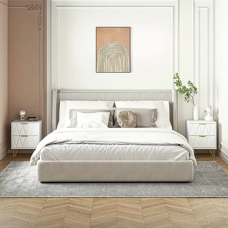 Modern White Bedside Table, Suitable For Enhancing The Beauty Of The Living Room Or Bedroom - Image 4