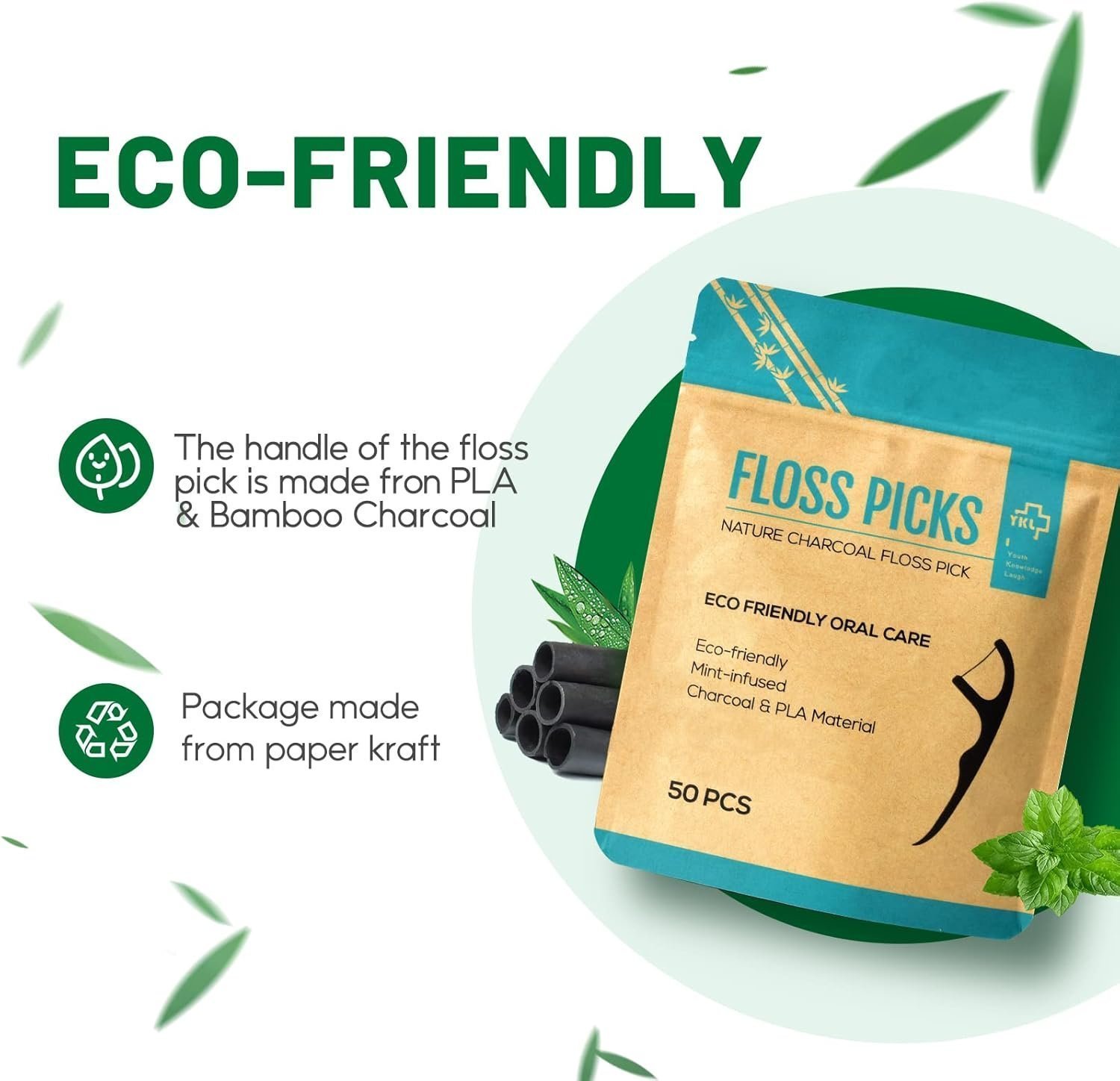 Dental Floss Sticks, Floss Picks, Dental Floss Toothpick Mint, Teeth Stick(50 Picks) - Image 2