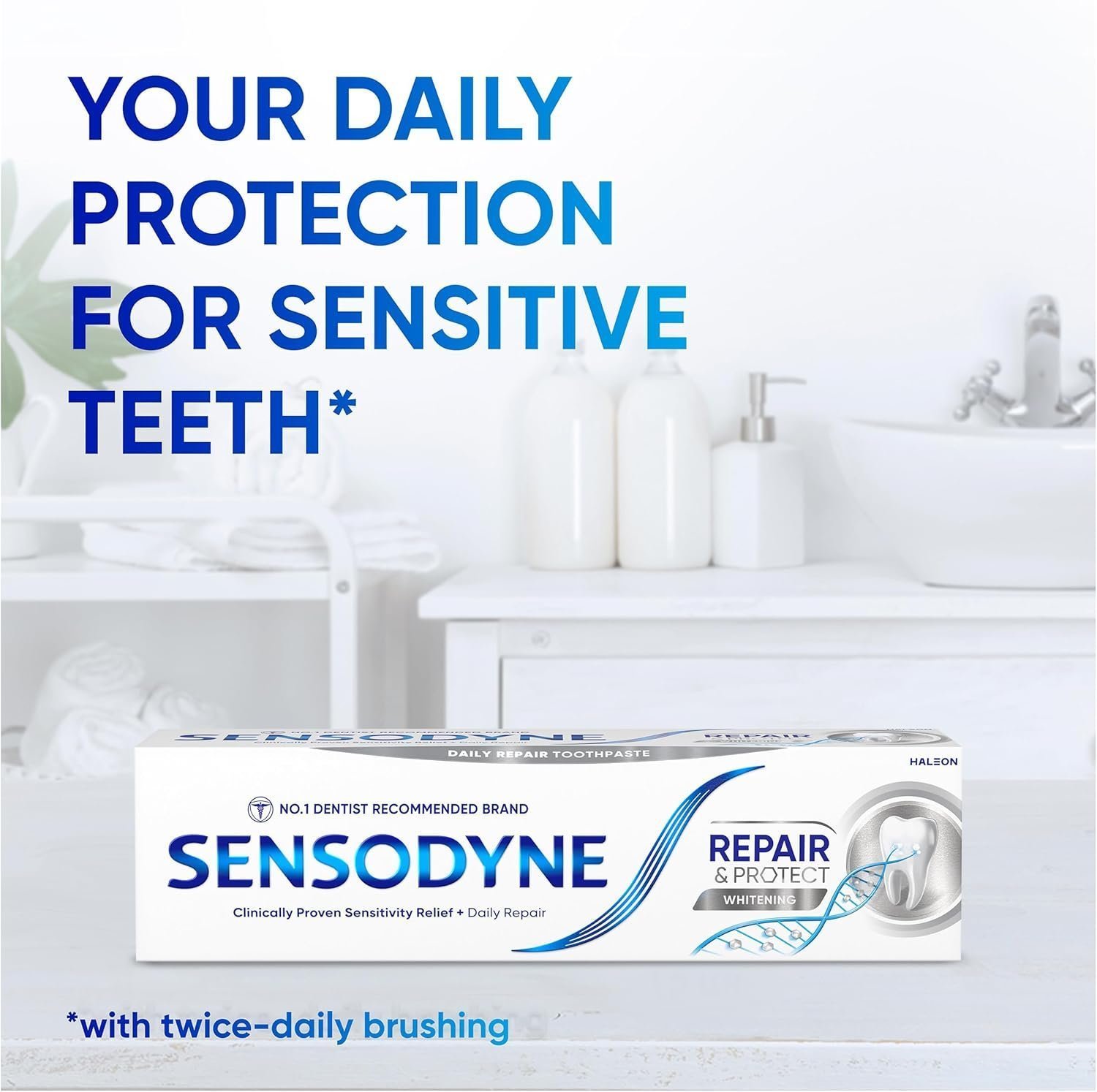 Sensodyne Toothpaste Repair and Protect, with Sensodyne Toothbrush, 3 x75ml - Image 2