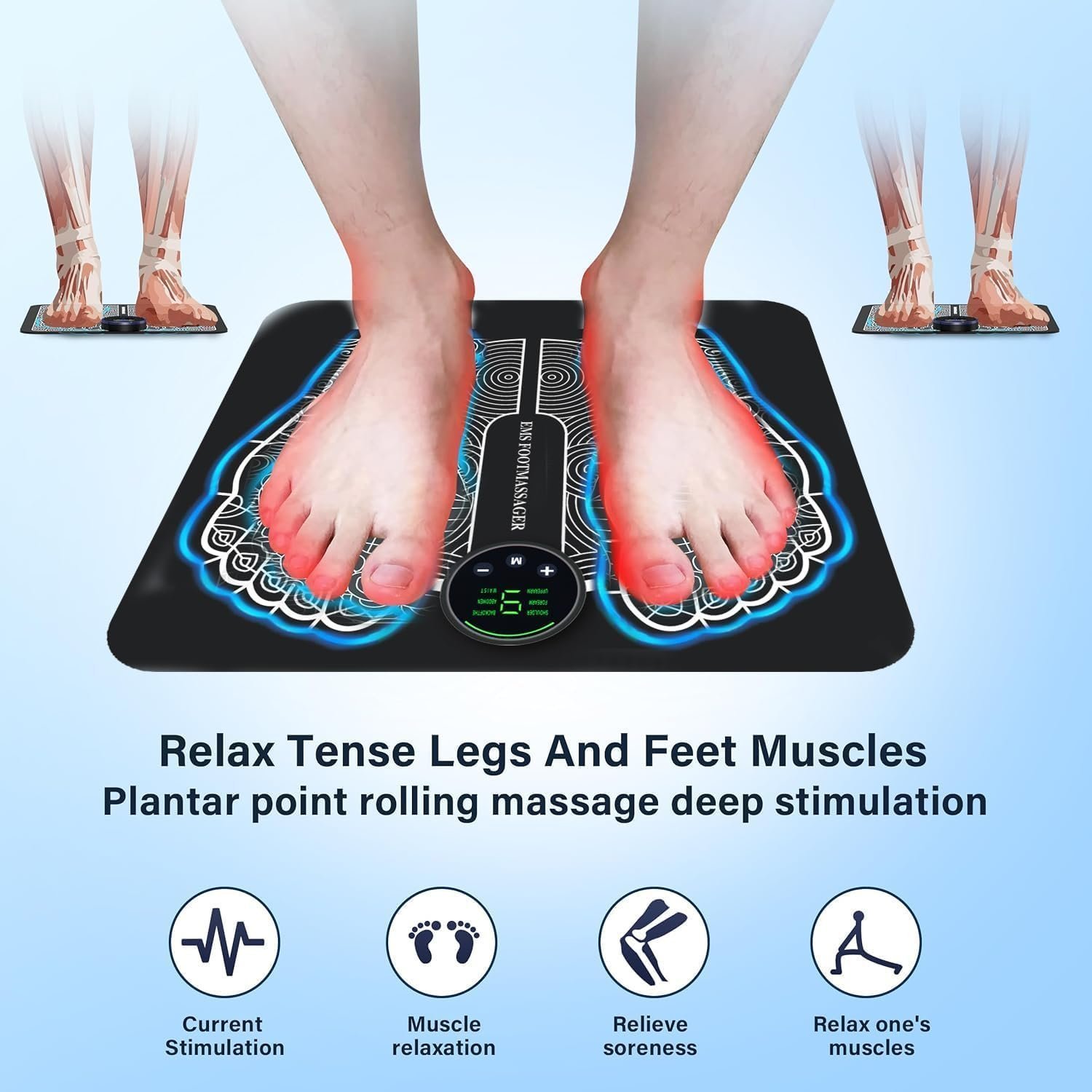 EMS Foot Massager,Electronic Muscle Stimulatior Massage Mat,8 Modes 18 Intensities Relax Muscles,Folding Portable Feet Massage Machine - Image 2
