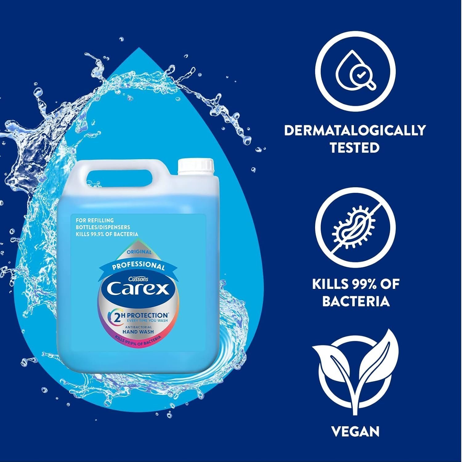 Carex Original Professional Antibacterial Hand Wash - Bulk Buy Eco Refill, Gentle & Effective Liquid Hand Soap (2 X 5L) - Image 4