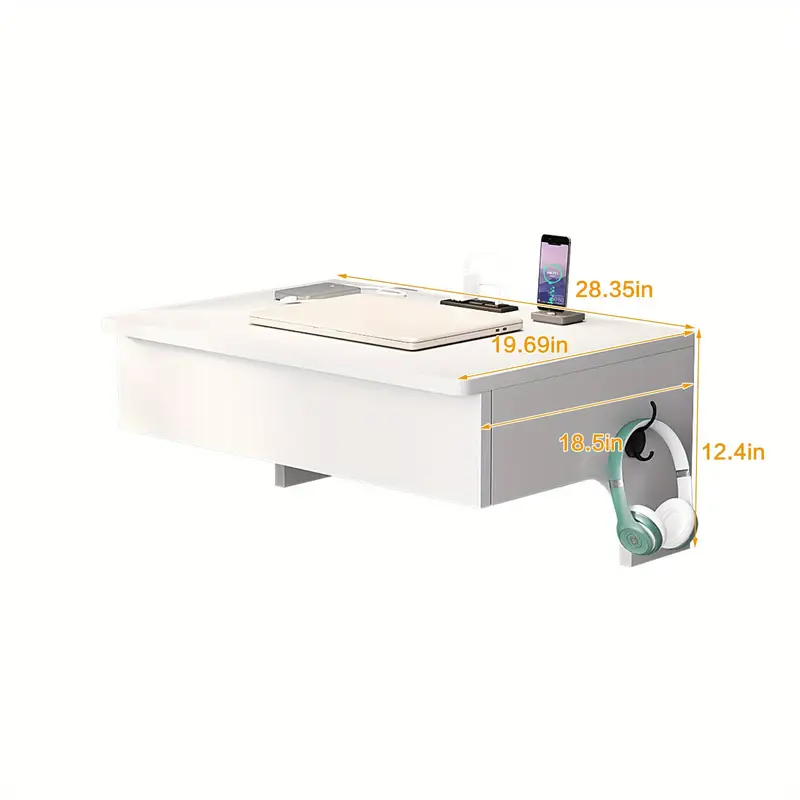 Multifunctional Wall Mounted Laptop Desk with Power Outlets and 2 USB Ports, Perfect for Small Spaces and Home Offices - Image 2