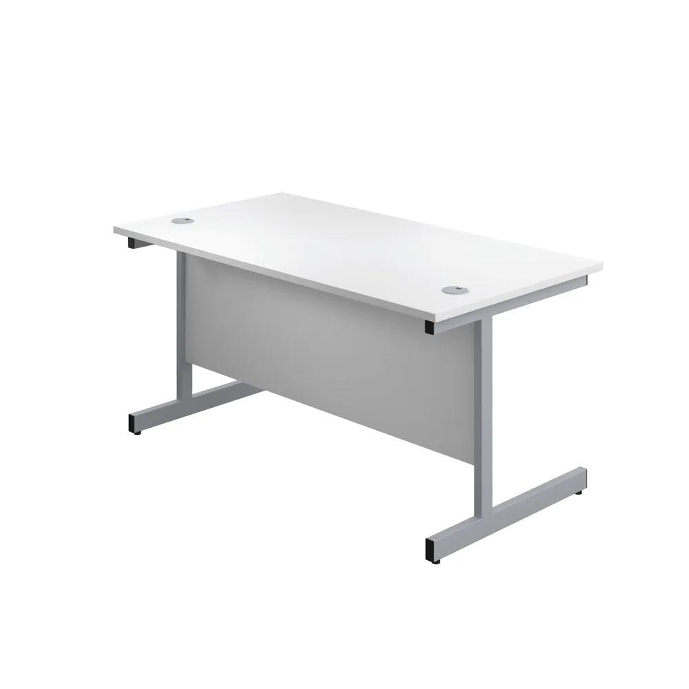First 1200x800mm White/Silver Single Rectangular Desk - Image 3