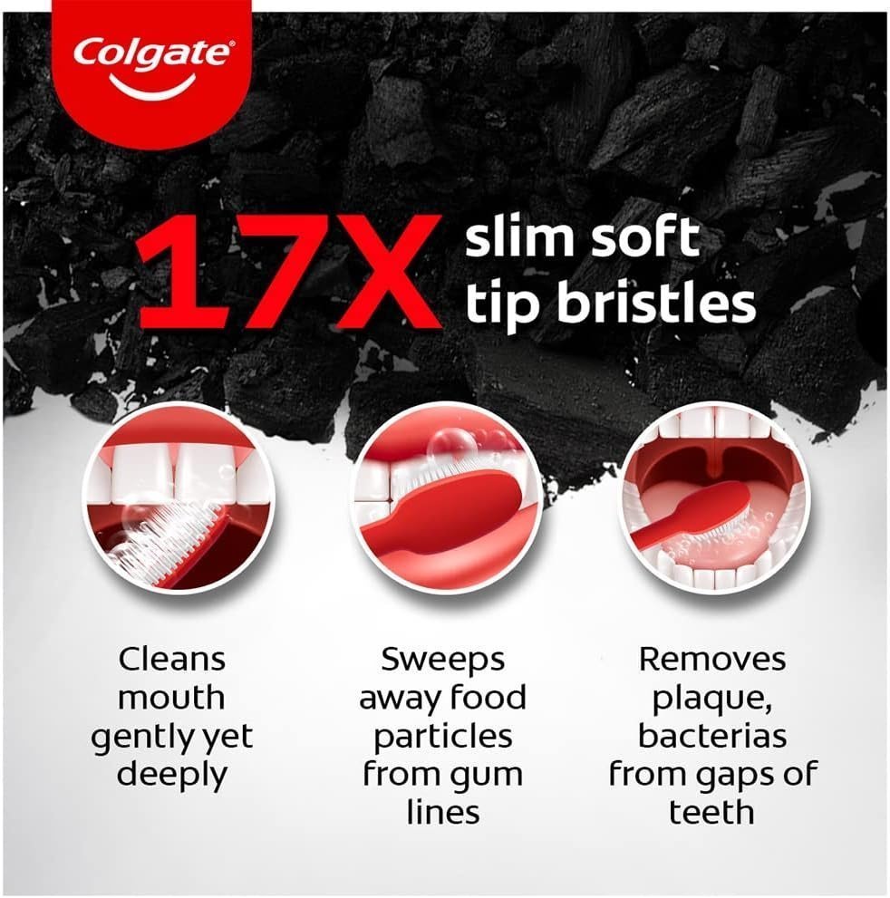Colgate Slimsoft Charcoal Manual Toothbrush For Adult (Buy 2, Get 2 Free) - 4 Pcs - Image 3
