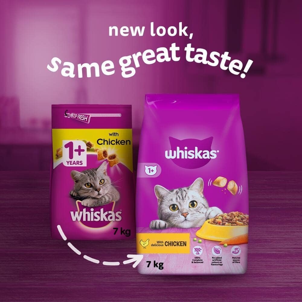 Whiskas 1+ Adult Chicken, Adult Dry Cat Food , 7 kg ( Pack of 1) - Image 2