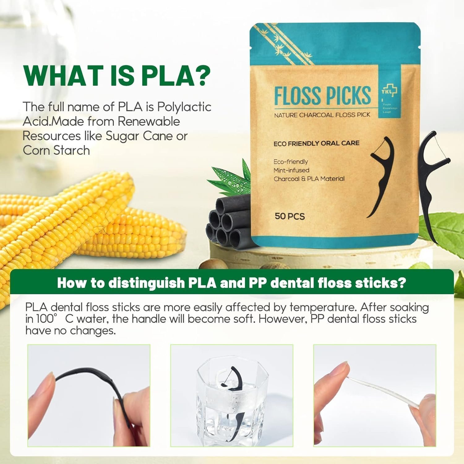 Dental Floss Sticks, Floss Picks, Dental Floss Toothpick Mint, Teeth Stick(50 Picks) - Image 3