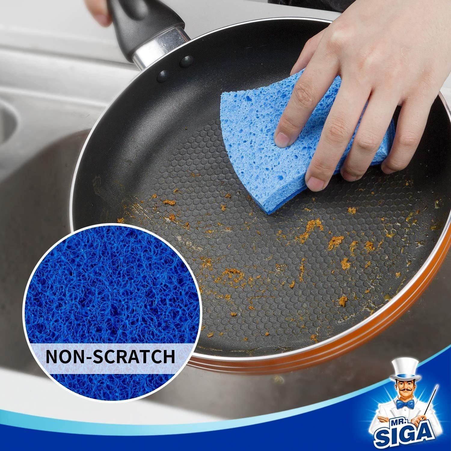 MR.SIGA Non-Scratch Cellulose Scrub Sponge, 12 Pack - Image 4