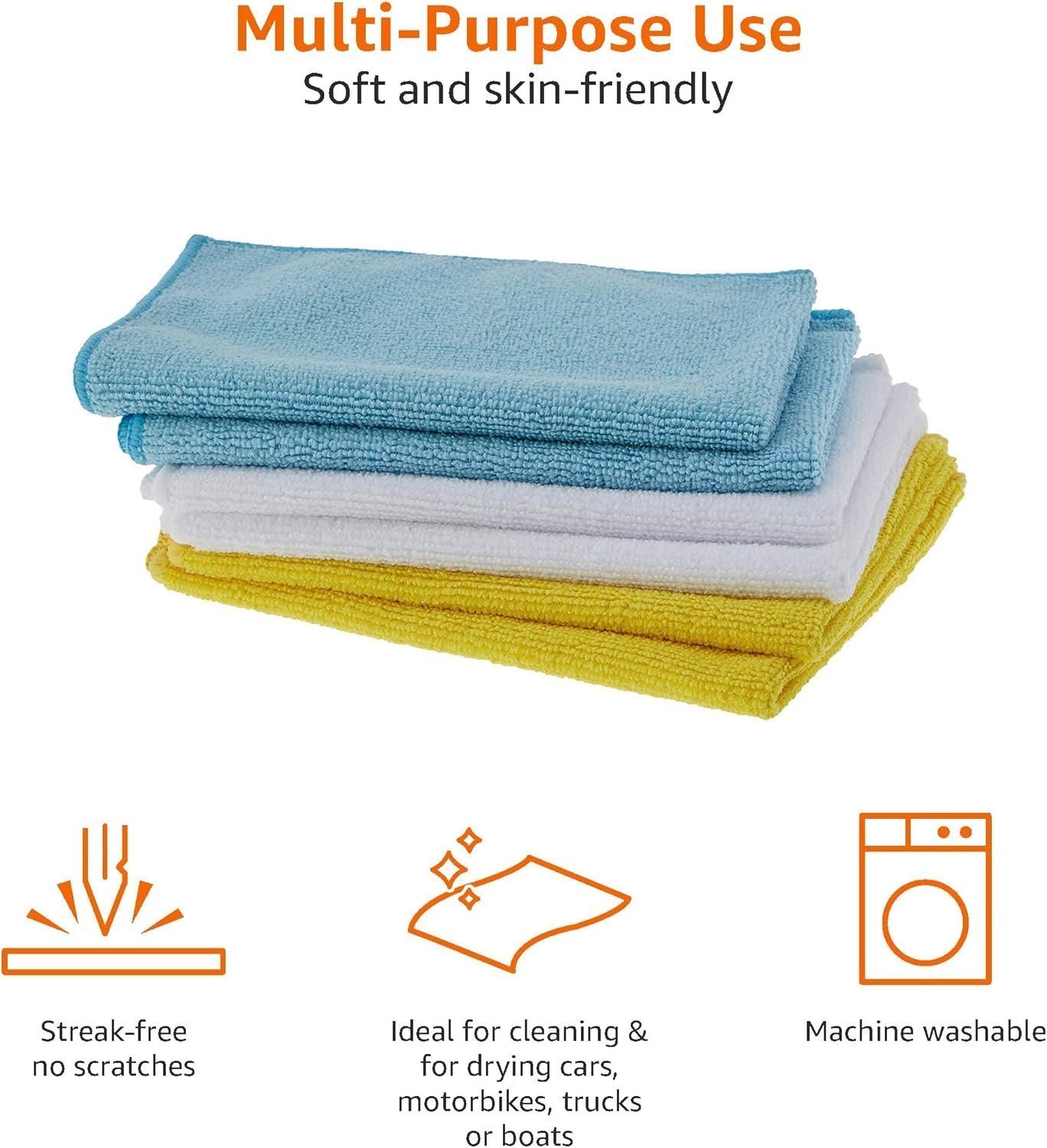 Basics Microfibre Cleaning Cloths, 30.5 x 40.6 cm, Pack of 48, Multi Color - Image 2