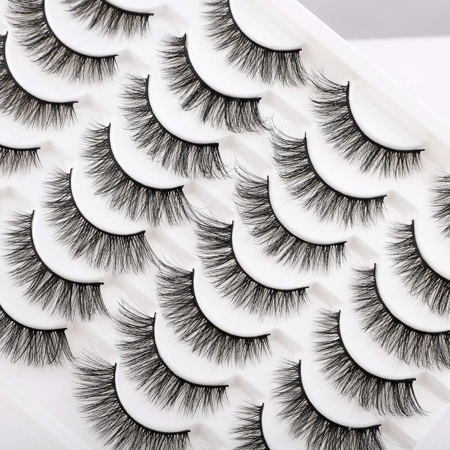 alse Eyelashes Natural 3D Lashes Cat Eye Look Faux Mink Lashes Fluffy Strip 14 Pairs, Multipack - Image 3