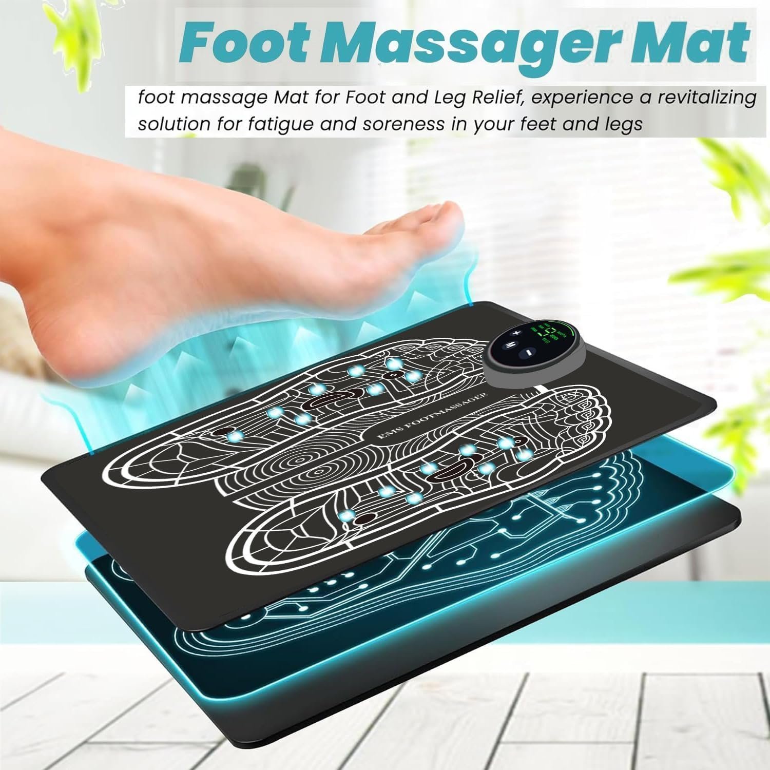 EMS Foot Massager,Electronic Muscle Stimulatior Massage Mat,8 Modes 18 Intensities Relax Muscles,Folding Portable Feet Massage Machine - Image 3