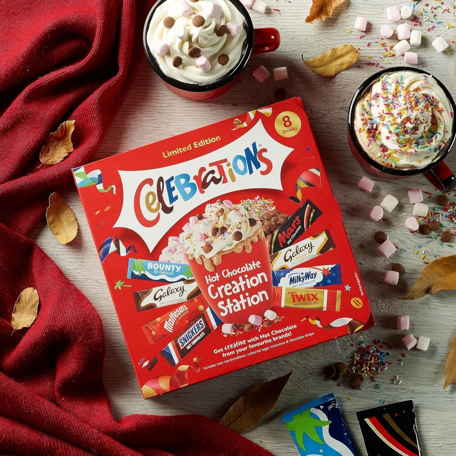 Celebrations Hot Chocolate Creation Station | Limited Edition Hot Chocolate Gift Set Featuring 8 Hot Chocolate Sachets & 3 Toppings - Image 3