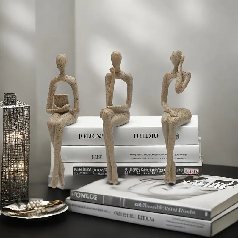 3pcs Modern Abstract Figurine Set - Resin Sculptures for Living Room Decor - Image 4