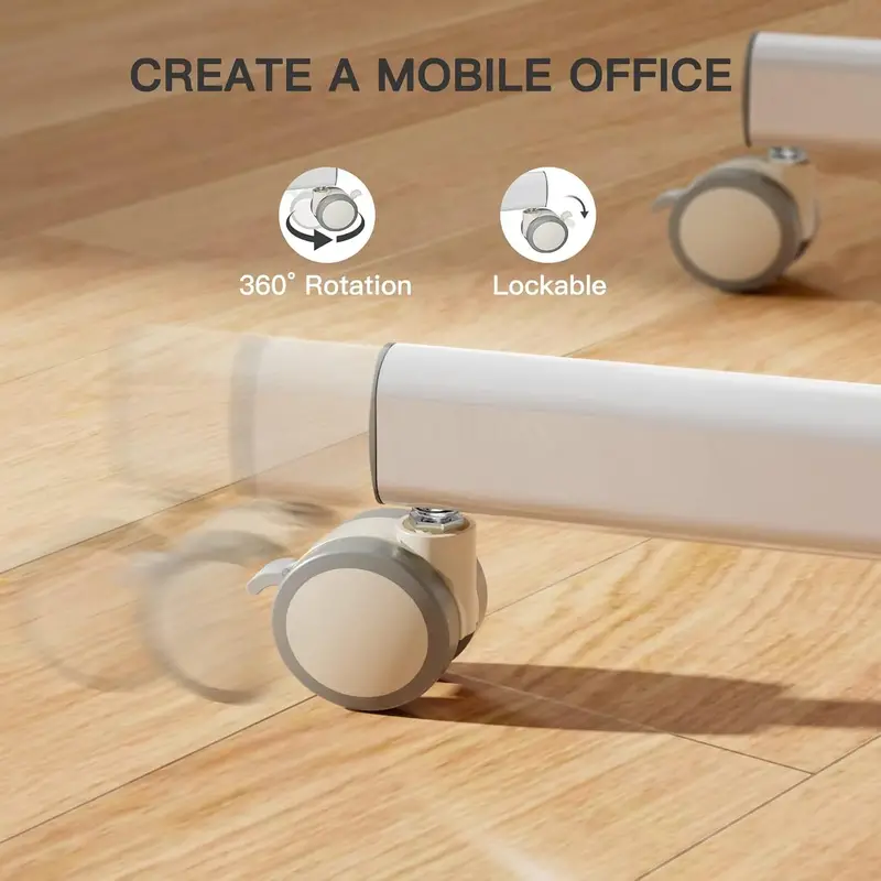 27.2 x 19 Inch Mobile Standing Desk Adjustable Height, Mobile Laptop Desk Support up to 55LBS for Home and Office - Image 4