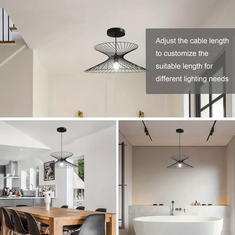 LUCKYERMORE Modern Black Flush Mount Ceiling Light Fixture, 7'' Length Cable For Dining Room, Bedroom, Hallway, Kitchen, Bar - Image 3