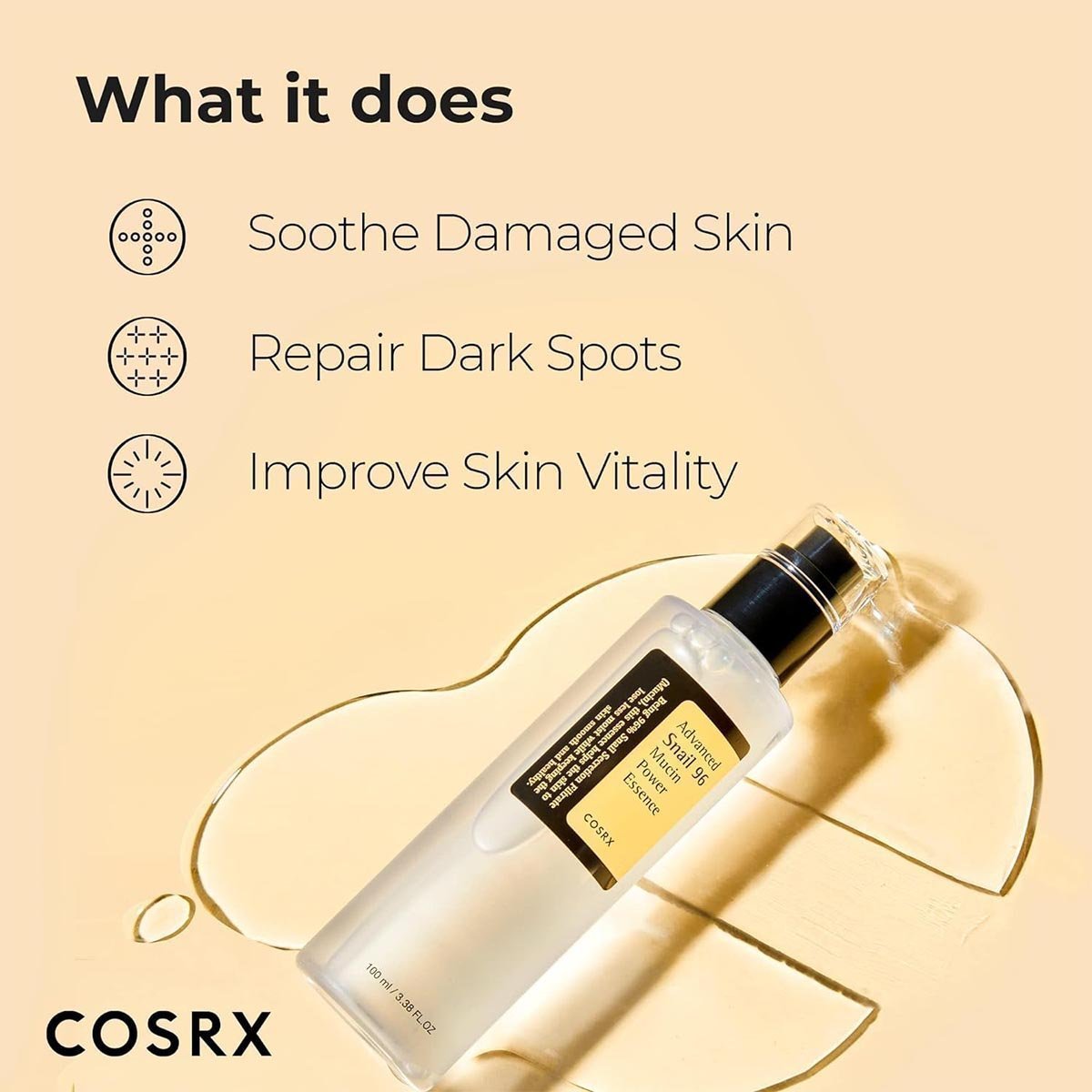 COSRX Advanced Snail 96 Mucin Power Essence 100ml, Skin Repair & Hydrating Serum, Snail Secretion Filtrate 96% & Hyaluronic acid, Korean Skincare, Animal testing free - Image 2