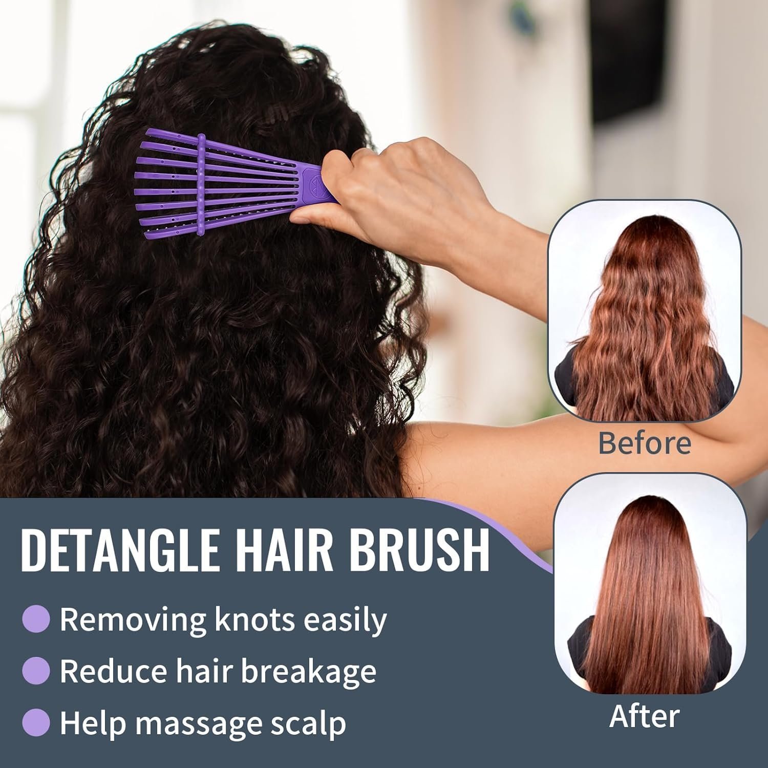 LORSEX Hair Brush with Hair Spray Bottle, Detangling Brush, Teasing Comb Edge Hair Brush (Purple) - Image 5