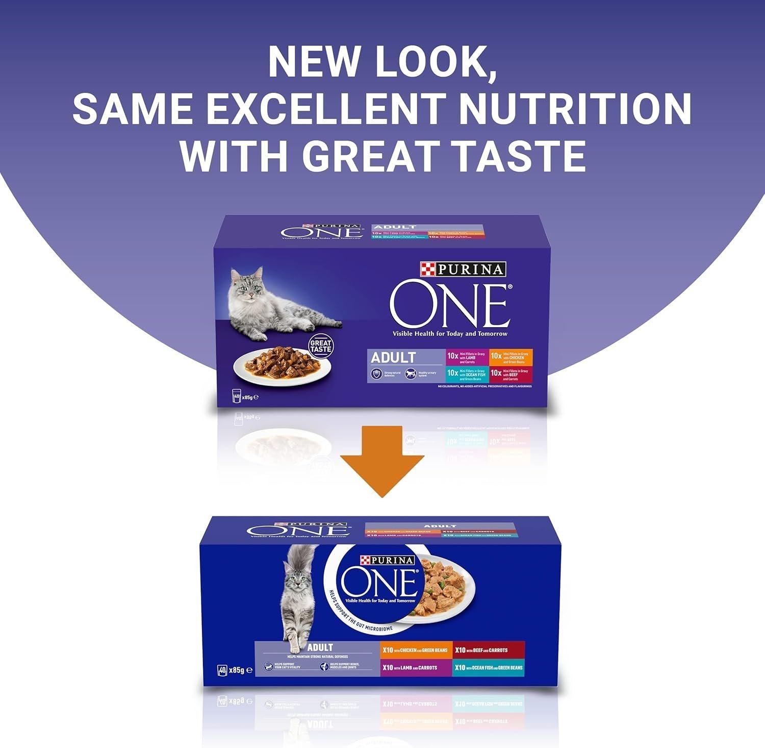 PURINA ONE Mini Fillets Mixed Selection in Gravy Wet Cat Food 40x85g - Image 2