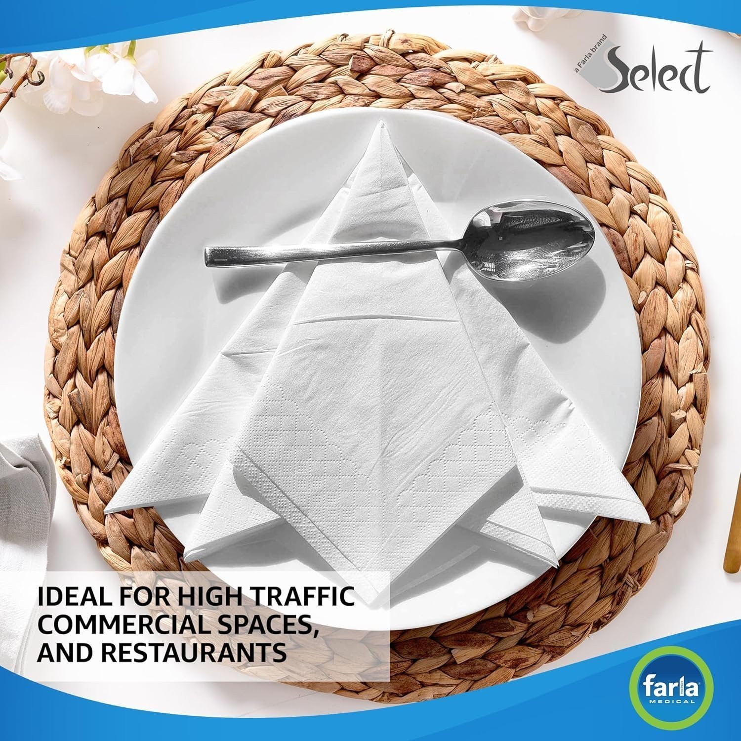 Select White Paper Napkins - Pack of 100 2-Ply Disposable Table Napkins - Image 5
