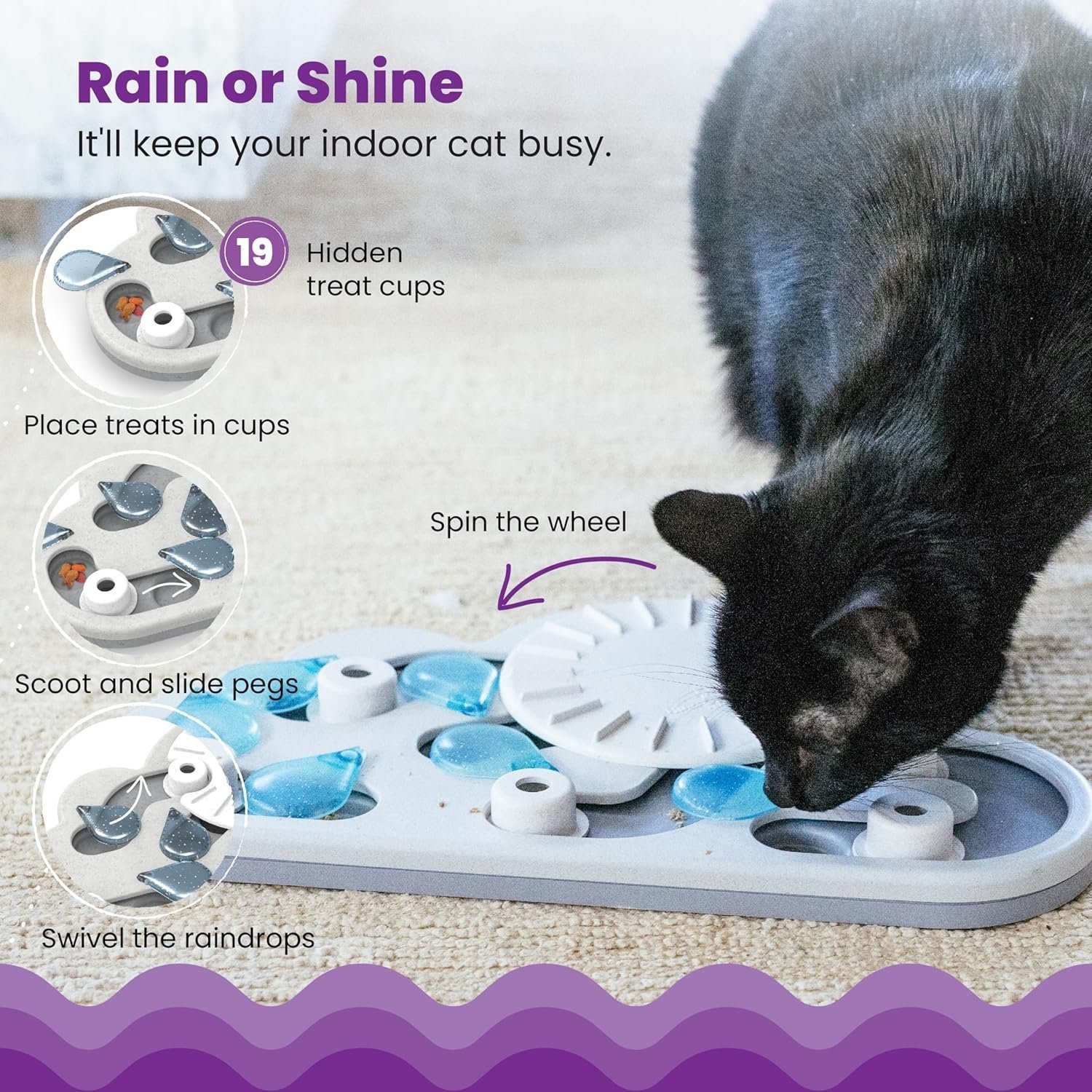 Nina Ottosson by Catstages Rainy Day Puzzle & Play - Interactive Cat Treat Puzzle - Image 5