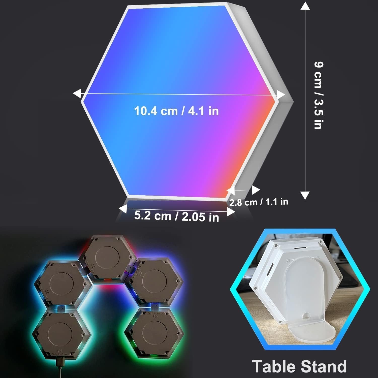Hexagon LED Lights with Remote Control, RGB Gaming Lights LED Wall Lights Hexagon Light Panels Touch Sensitive, 7 Panels - Image 4
