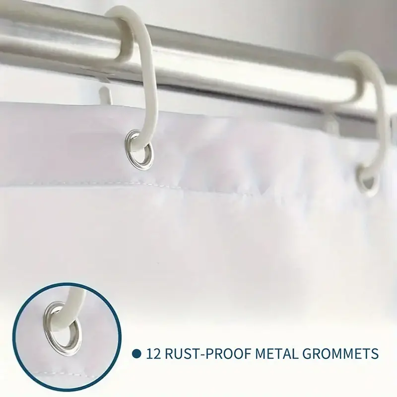 Artistic Floral Bath Draperies with 12 Hooks - Woven Polyester Waterproof Bath Drape, Machine Washable, White Flowers and Landscapes Theme for Bathroom Decor by suige home - Image 4