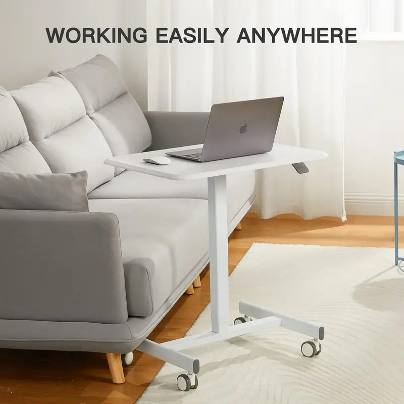 27.2 x 19 Inch Mobile Standing Desk Adjustable Height, Mobile Laptop Desk Support up to 55LBS for Home and Office - Image 3