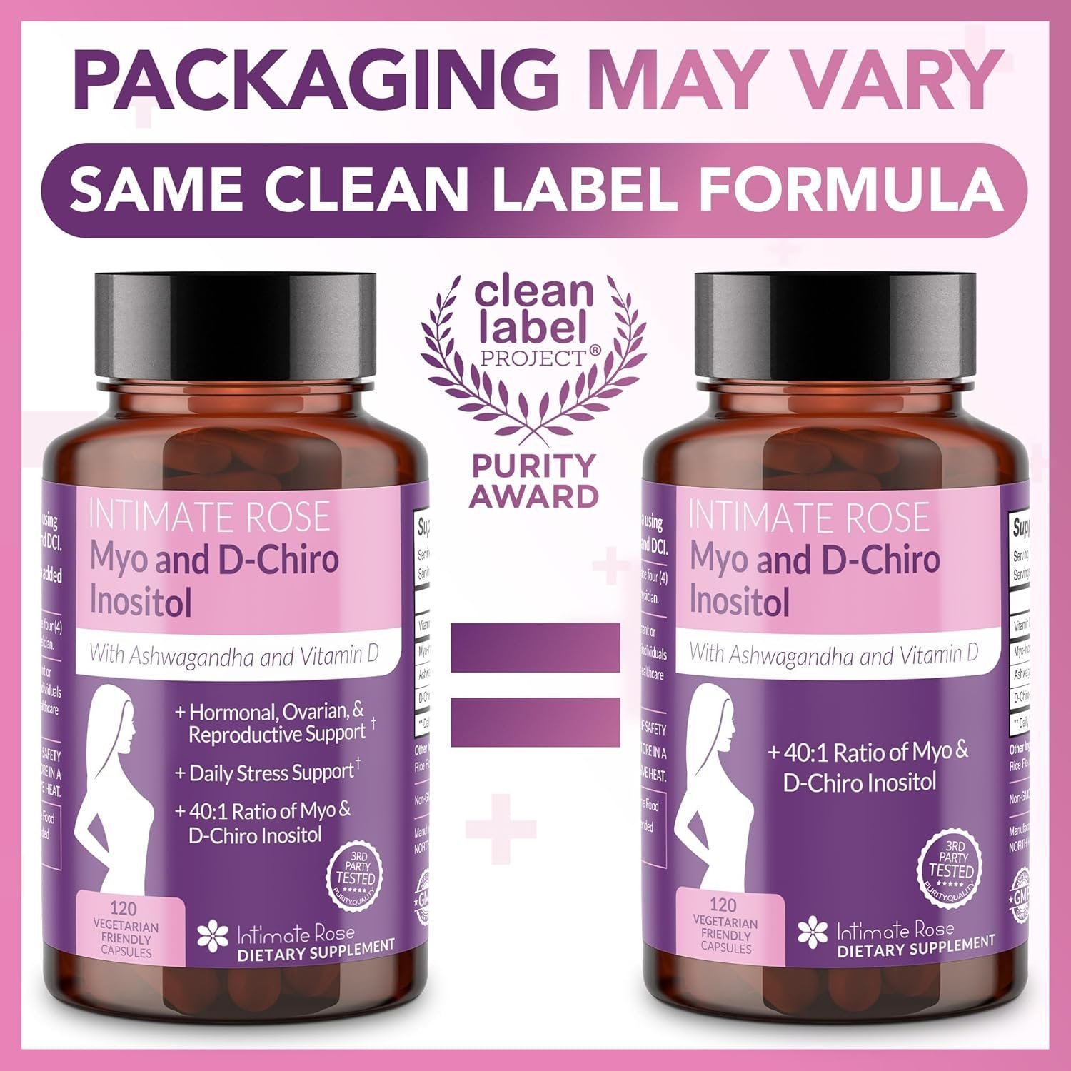 Intimate Rose Myo-Inositol & D-Chiro Inositol Supplement for Women, Ideal 40:1 Ratio, Vitamin D3, 120.0 Count - Image 2