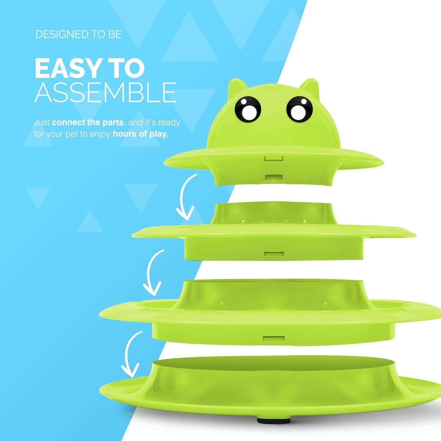 FurDreams Cat Roller Ball Toy Interactive - Green, 3 Tier Tower Fun Cat Ball Track Toy with 3 Colour Balls - Image 3