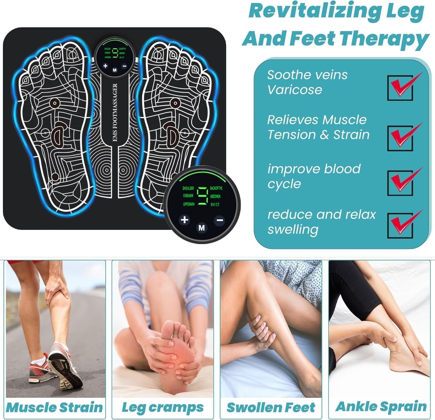 EMS Foot Massager,Electronic Muscle Stimulatior Massage Mat,8 Modes 18 Intensities Relax Muscles,Folding Portable Feet Massage Machine - Image 5