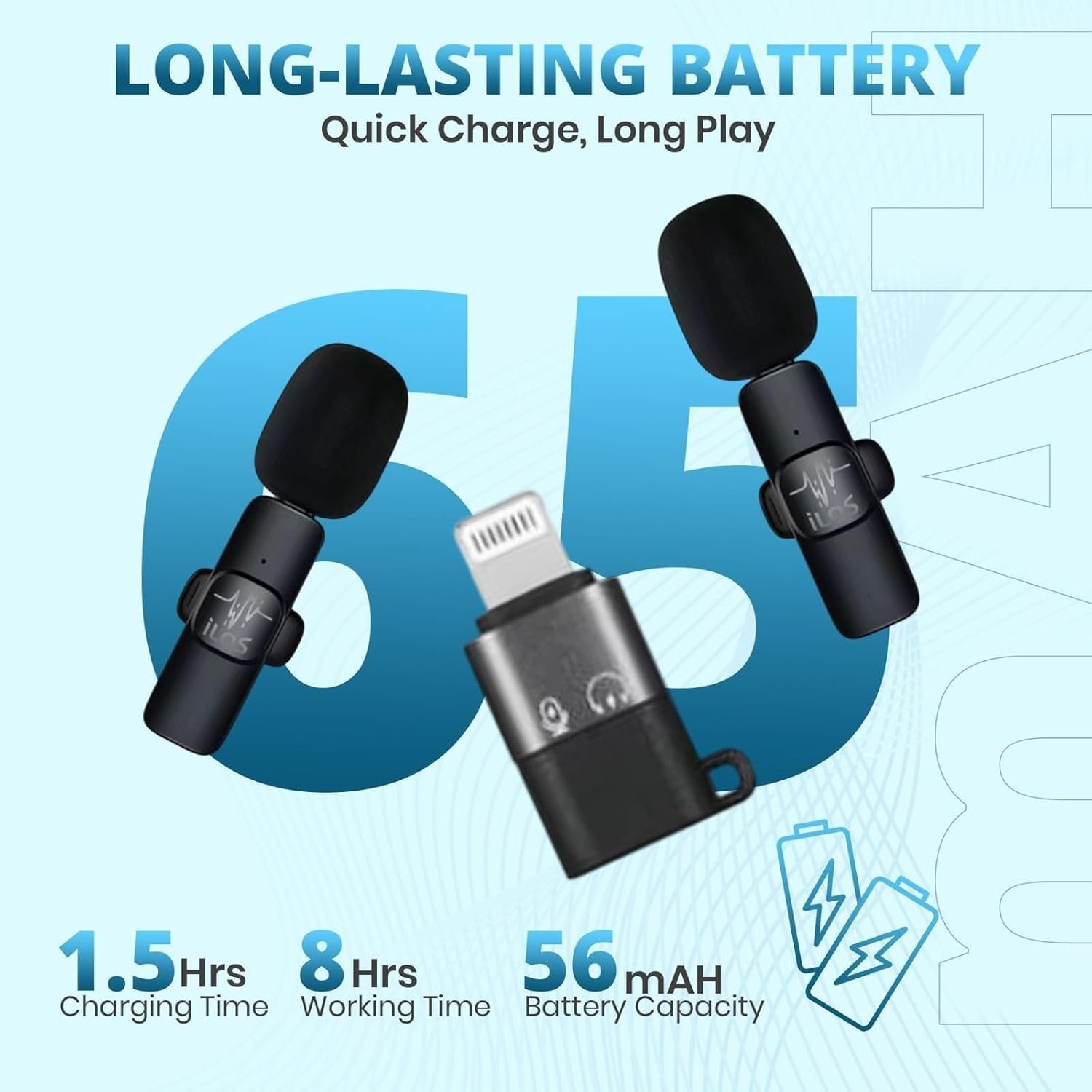 ILOS Wireless Lavalier Microphone for iPhone Clip-On Mic, Noise Reduction, 65ft Range, 8H Battery, Bluetooth, Plug & Play - Ideal for Vlogging, YouTube, Podcasts, Interviews - Image 5