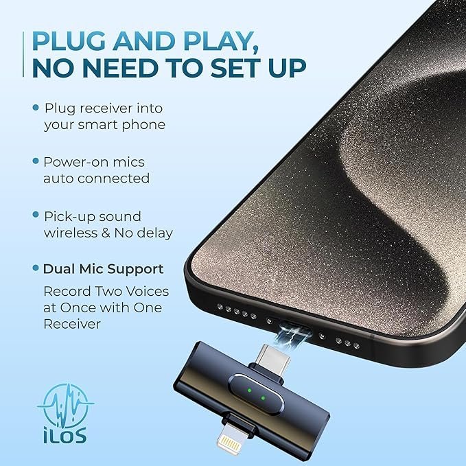 Wireless Lavalier Microphone for iPhone & Android – Dual Interface Mic with Noise Reduction, 65ft Range, 7H Battery, Omnidirectional Sound – Clip-on Mic for YouTube, Vlogging, Interviews, Podcasts - Image 5