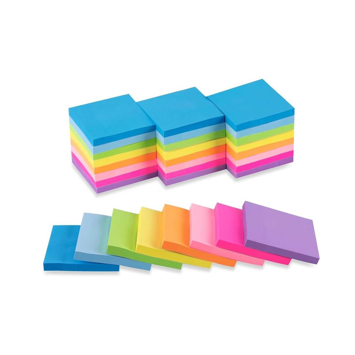 Wowivy 24 Pads - 3 in x 3 in Sticky Notes, 8 Colors Post Self Stick Notes Pads - 82 Sheets/pad