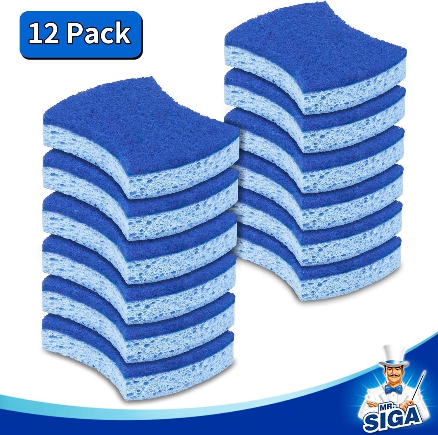 MR.SIGA Non-Scratch Cellulose Scrub Sponge, 12 Pack - Image 2