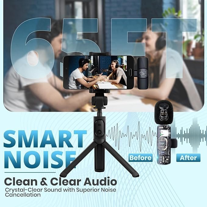 ILOS Wireless Lavalier Microphone for iPhone Clip-On Mic, Noise Reduction, 65ft Range, 8H Battery, Bluetooth, Plug & Play - Ideal for Vlogging, YouTube, Podcasts, Interviews - Image 6