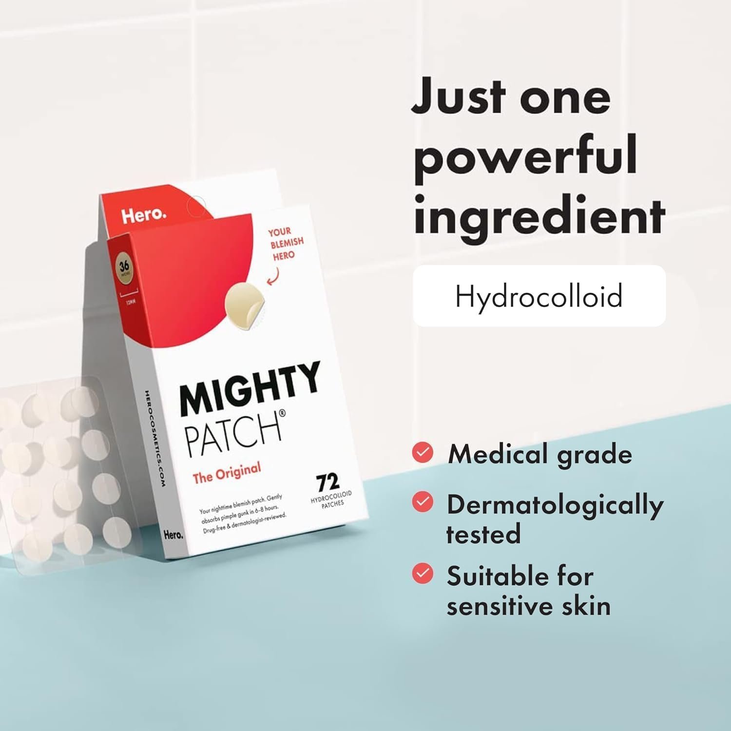 Mighty Patch Original Spot Patches by Hero Cosmetics, Day & Night Time Acne Treatment - Spot Treatment Pimple Stickers - 36 Patches - Image 5