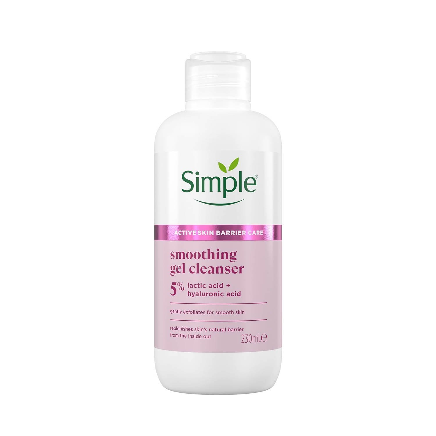 Simple Smoothing Gel Cleanser Face Cleanser - with 5% Lactic Acid and Hyaluronic Acid 230 ml