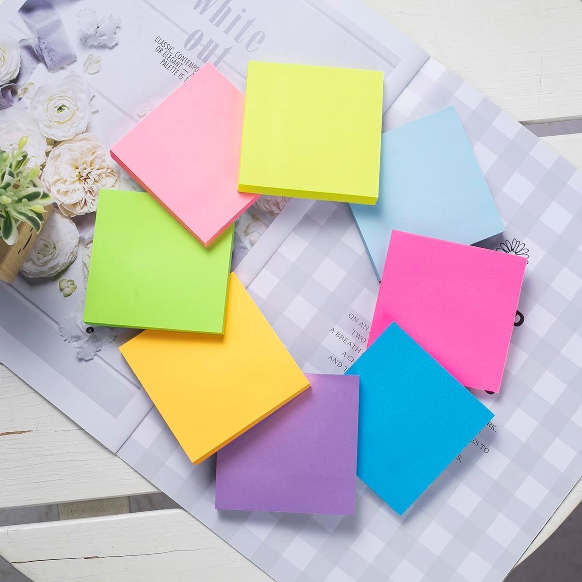 Wowivy 24 Pads - 3 in x 3 in Sticky Notes, 8 Colors Post Self Stick Notes Pads - 82 Sheets/pad - Image 7