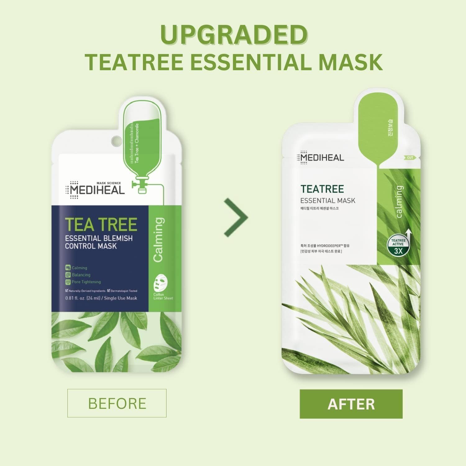 MEDIHEAL Teatree Care Solution Essential Mask, Pack of 10 Cotton Facial Sheet Mask with Tea Tree Oil and Cica Extracts - Image 2