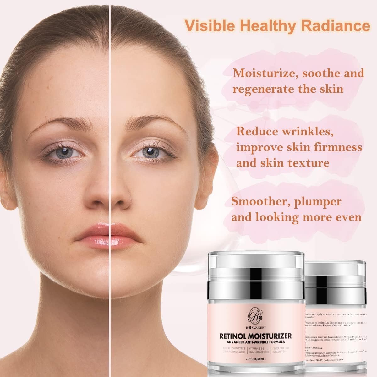 ROSVANEE Retinol Moisturizer Anti Aging Cream for Face, Neck and Eye with 2.5% Retinol, Hyaluronic Acid and Vitamins E & B5 - Image 2