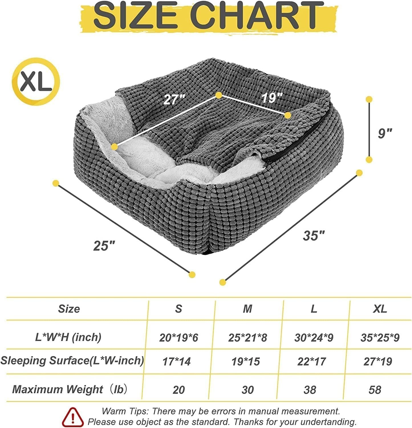Rectangle XL Dog Bed Warm Hooded Dog Bed, Luxury Super Soft Pet Cave Bed Washable, Fits Up To 20/30/40/60lbs Pets - Image 2