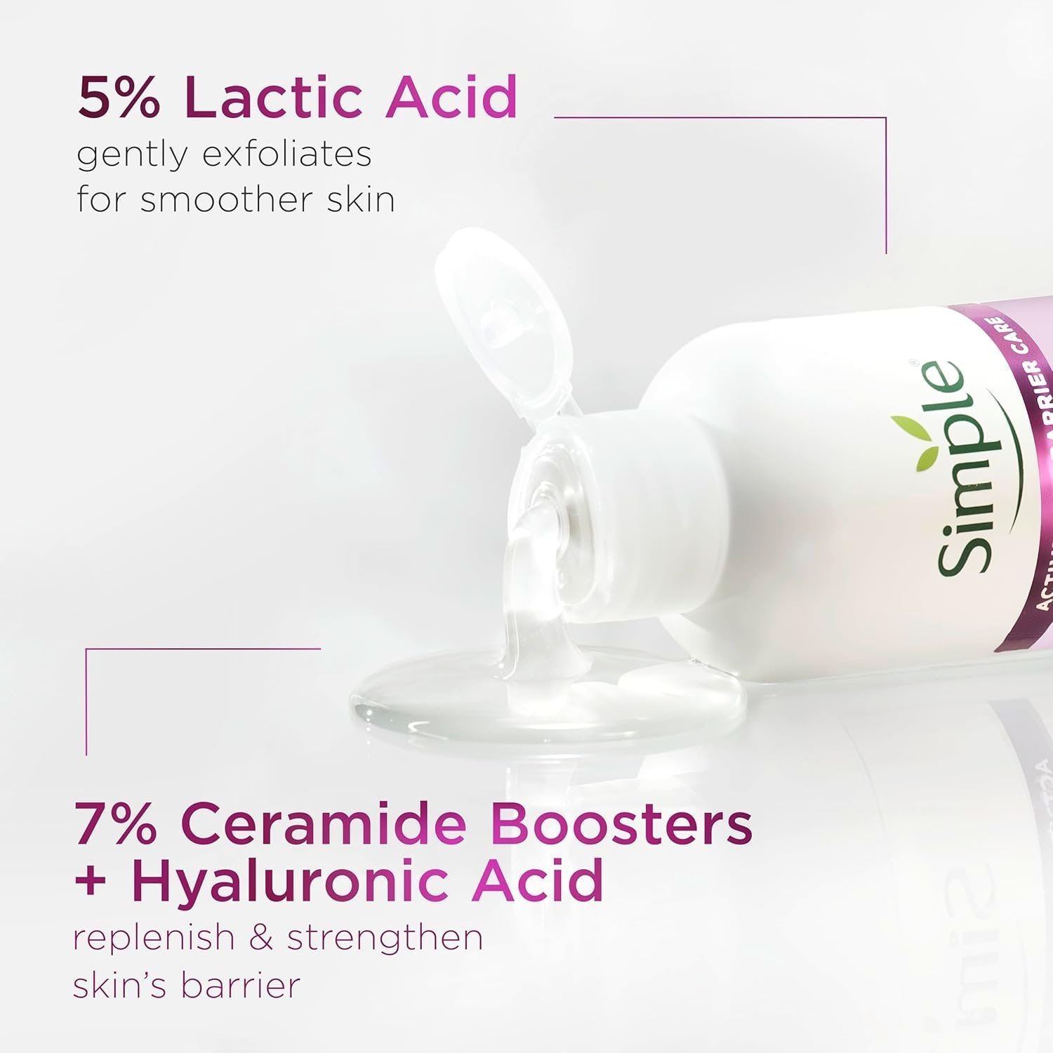 Simple Smoothing Gel Cleanser Face Cleanser - with 5% Lactic Acid and Hyaluronic Acid 230 ml - Image 3