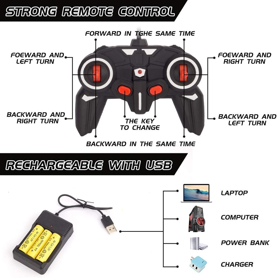 RAVSOOL Remote Control Transform Car, Rc Robot Rechargeable 360'Rotating Stunt 1:18 Deformation Racing Car Toy - Image 3