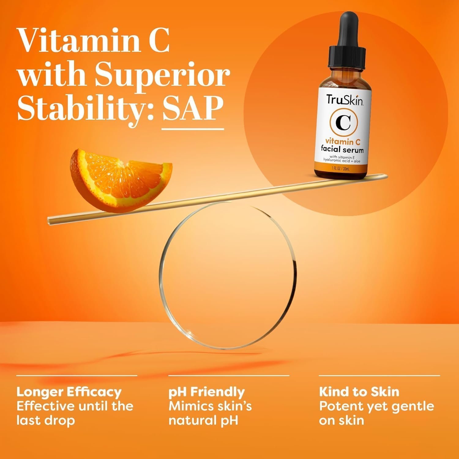 TruSkin Vitamin C Serum for Face – Anti Aging Face Serum with Vitamin C, Hyaluronic Acid, Vitamin E – Brightening Serum for Dark Spots, Even Skin Tone, Eye Area, Fine Lines & Wrinkles, 1 Fl Oz 30ml - Image 4
