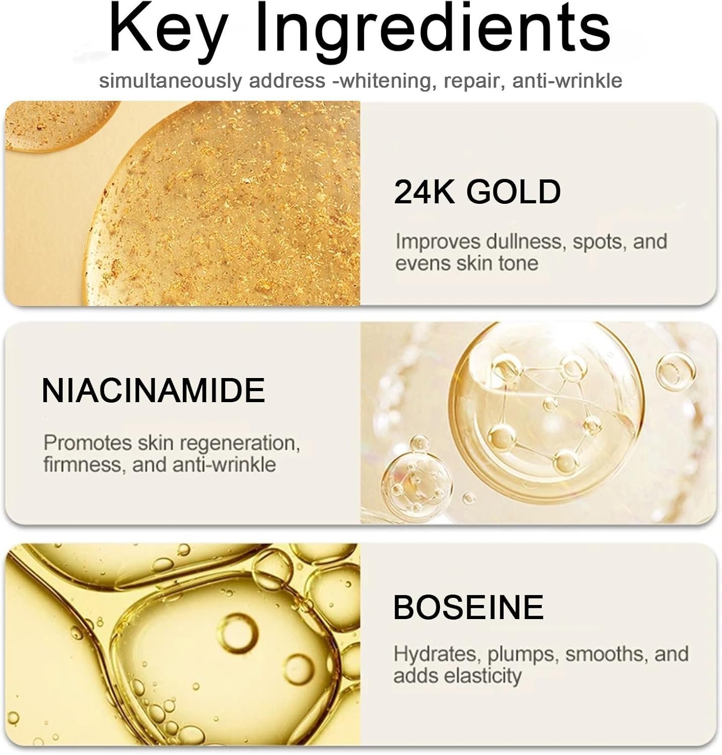 24K Gold Niacinamide Serum Anti Wrinkle Serum - (1Pc, 24K Gold) - Image 3